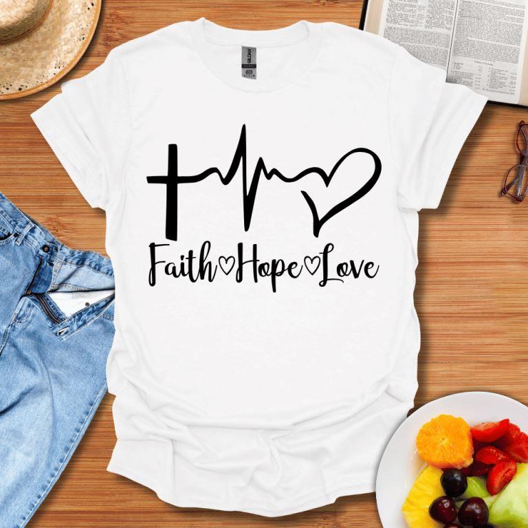 Faith Hope Love Design T-Shirt